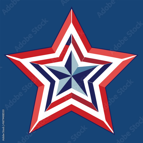 Layered star shape in red, white, and blue colors