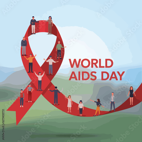 Flat World Aids Day vector illustration background