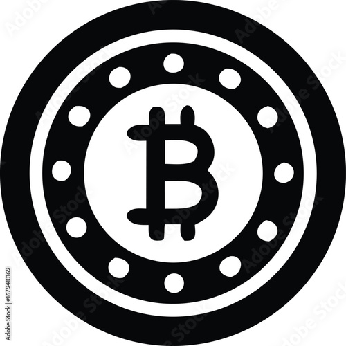 Iconic bitcoin symbol b cryptocurrency coin digital currency financial technology blockchain network global finance investment trading asset
