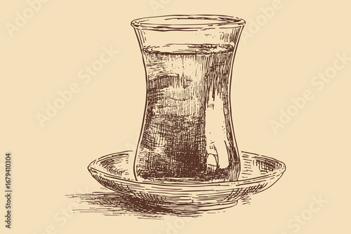 Turkish tea glass illustration on white background. This vector illustration can be used in any size you like for advertising, logos, and other work.