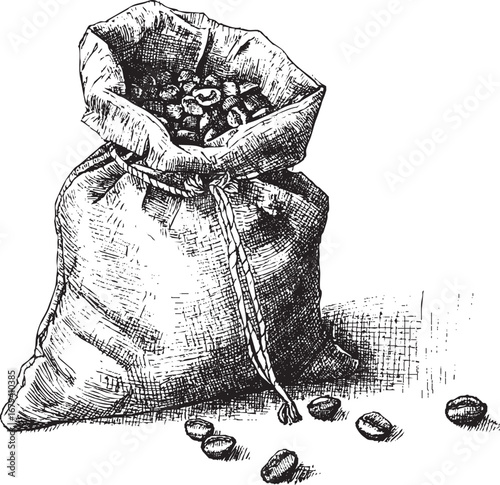 Coffee sack illustration on white background