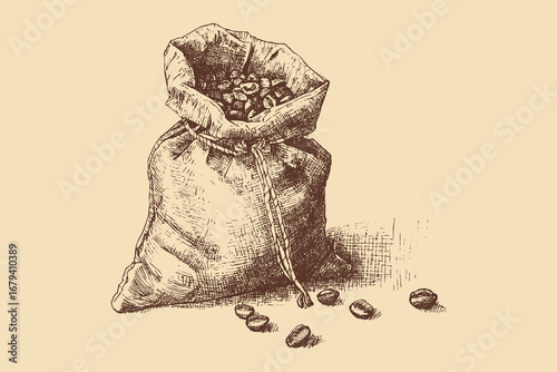 Coffee sack illustration on white background