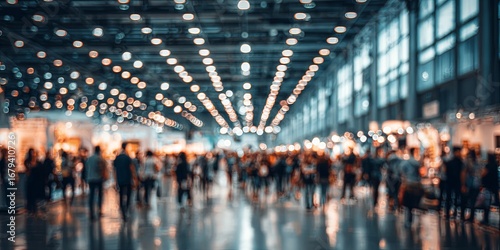 Wallpaper Mural Blurred Background of Busy Exhibition Hall with Vibrant Lights and Crowds at an Event Torontodigital.ca