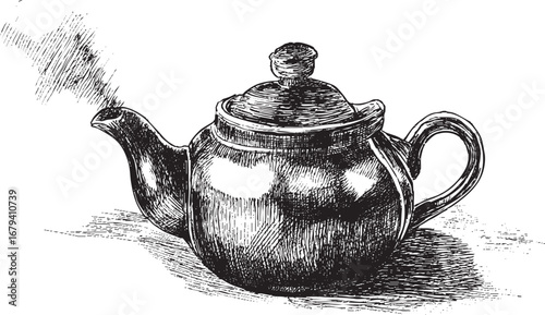 Tea pot illustration on white background. This vector illustration can be used in any size you like for advertising, logos, and other work.