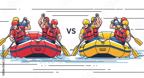 Rafting Contest Displaying Teamwork and Competition on a Water Sport Adventure
