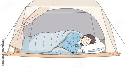 Peaceful Nap In Tent Illustrates Leisure And Connection With Nature