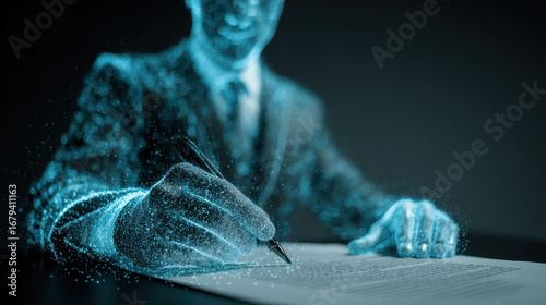 Holographic AI agent assists lawyer with digital documents
