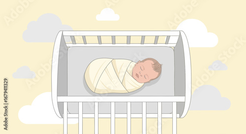 Peaceful Slumber Of A Swaddled Newborn In A Gentle And Soothing Nursery