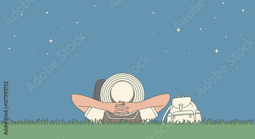 Relaxing Under The Stars Depicts Solitude And The Desire For Contentment