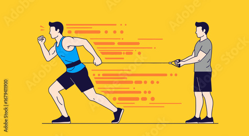 Resistance Sprint Training Animated Illustration Depicting Athletic Exercise and Guidance