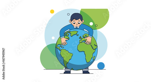 Person Embracing Globe: A Symbol of Global Responsibility and Environmental Awareness