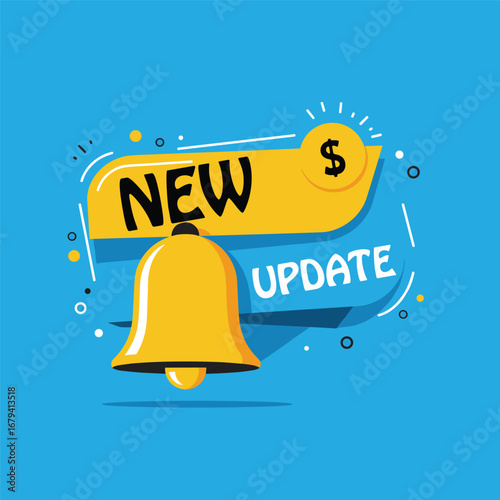 Vector new update with bell modern banner.