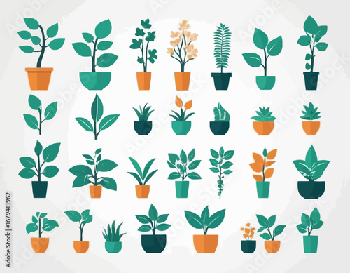 Vector collection of plant icons. Plant symbols that may be needed to create a flyer design