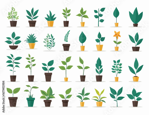 Vector collection of plant icons. Plant symbols that may be needed to create a flyer design