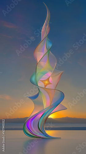 Modern glowing Christmas tree concept with luminous spiral design, festive New Year background, perfect for holiday greeting card, Christmas celebration and joyful seasonal winter vacation.