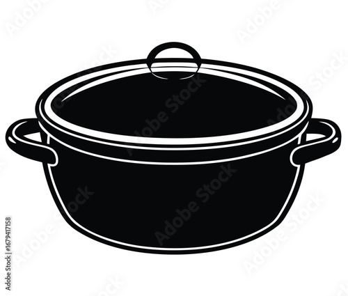 Simple illustration of a cooking pot with a lid