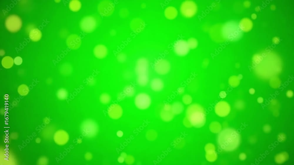 Vibrant green bokeh background with glowing circles creating a magical, luminous effect