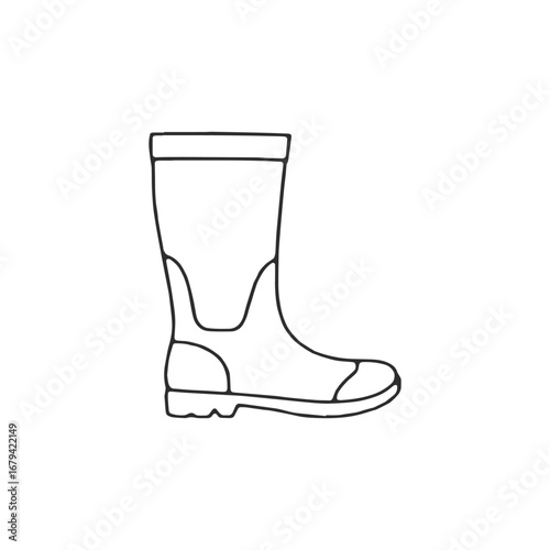 A black and white drawing of a boot