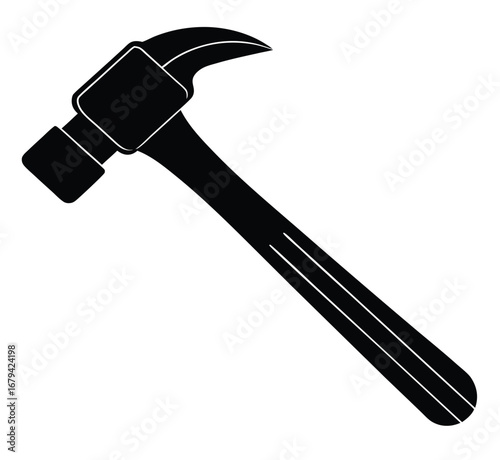 Classic hammer tool vector illustration with bold red accent