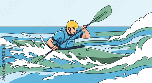 Kayaking Adventure: A Thrilling Illustration Capturing Aquatic Excitement and Outdoor Recreation