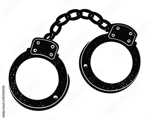 Highly detailed illustration of handcuffs emphasizing security and justice