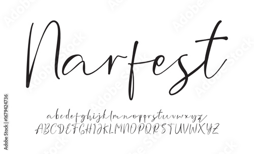 Narfest Signature Elegant Branding Typeface. Handwritten Script Editable Text Effect Template . vector illustration 
