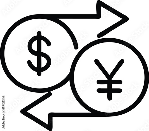 Currency Exchange Arrows Outline Vector Design.
