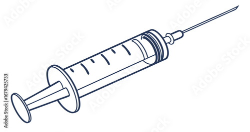Minimal outline of a syringe injection for healthcare