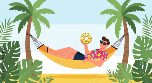 Leisurely Vacation: Serene Beach Scene Depicting Relaxation and Unwinding by The Seaside