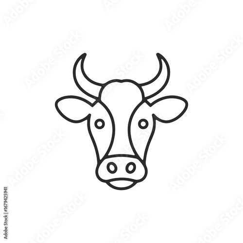 A cow head with horns icon vector
