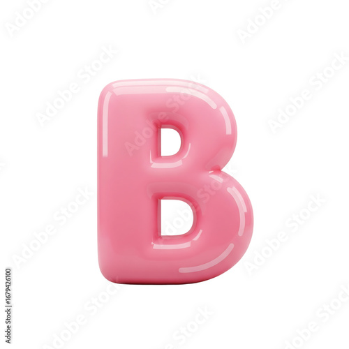 Bubble Gum Pink B 3D Render A Fun and Playful Typography Element for Modern Graphic Design