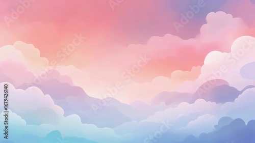 Dreamy pastel landscape with soft blended sky and clouds