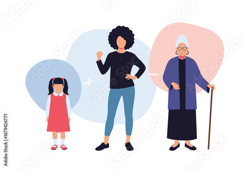 Generational progression showing growth across different life stages