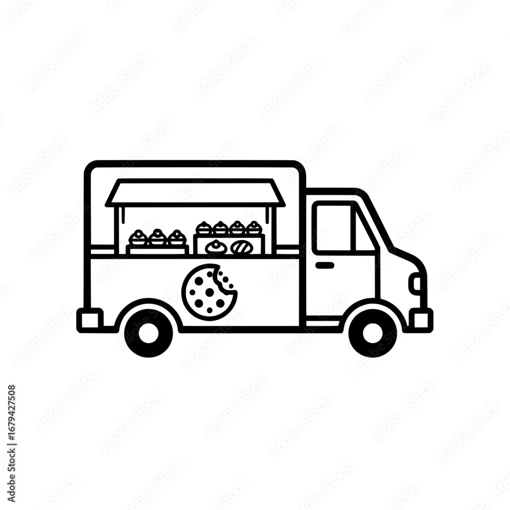 Fototapeta premium Ice cream truck with transparent background
