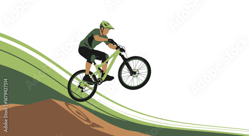 Mountain Biker Soaring Through the Air While Performing Spectacular Aerial Maneuver