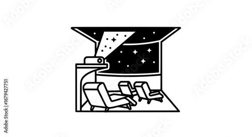 Indoor planetarium with transparent background