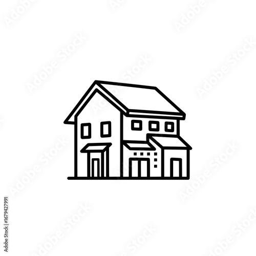 Simple house outline with transparent background