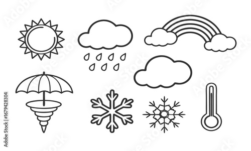 Modern weather and climate icon bundle