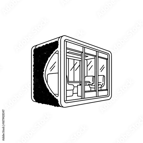 Bus interior with transparent background