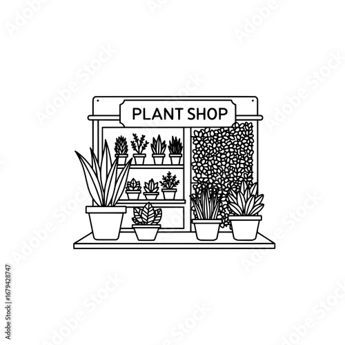 Plant shop with transparent background
