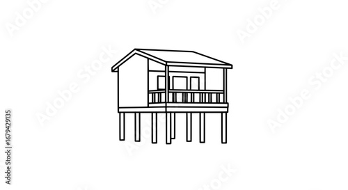Beach house with transparent background