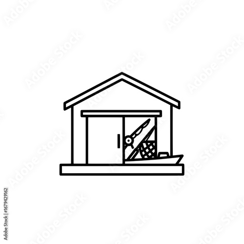 Garage with tools and equipment with transparent background
