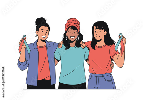 Three diverse women celebrating together with drinks raised high