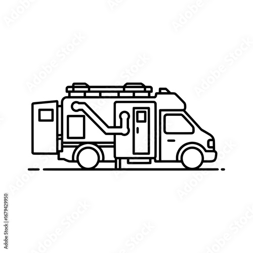 Wireframe van with transparent background