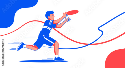 Vibrant Illustration Of A Person Engaged In A Dynamic Frisbee Play Action Illustration