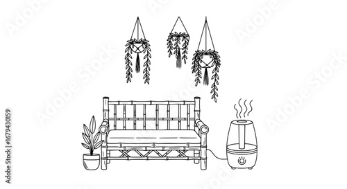 Bohemian indoor hanging planters with transparent background