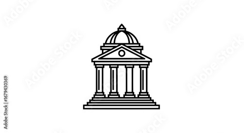 Classical government building with transparent background