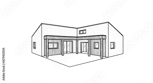 Modern house with transparent background