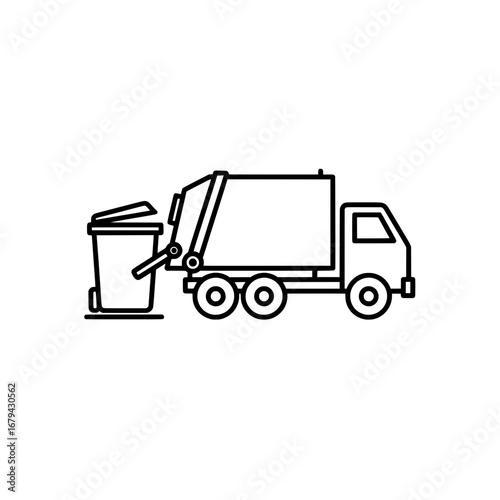 Trash collection truck with transparent background
