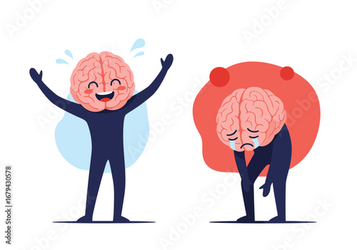 Emotions of the brain happiness versus sadness and distress representation